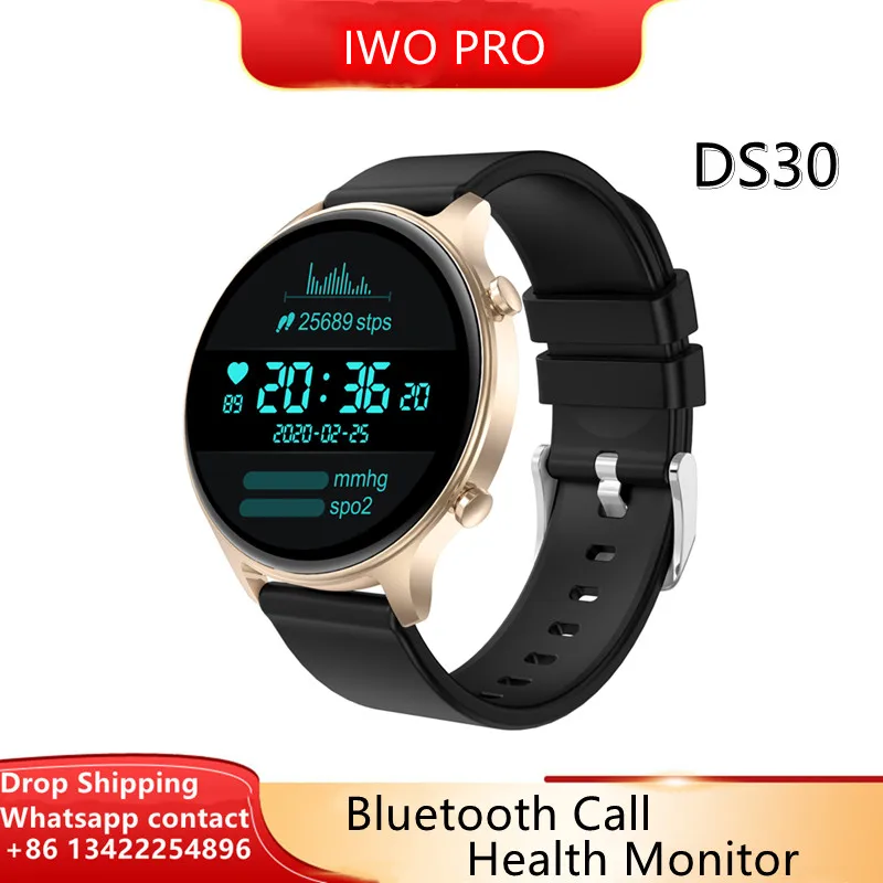

2022 DS30 Bluetooth Call Smart Watch Music Play Custom Dial Health Monitoring IP67 Life Waterproof Sports Watch for Huawei iOS