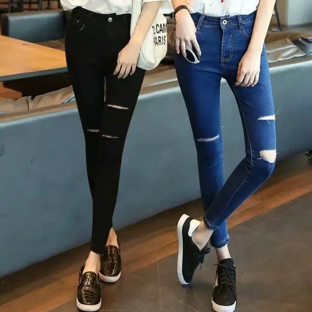 New black eight-point rotten jeans women's ripped beggar pants Korean version high waist elastic tight skinny pants
New black eight-point rotten jeans women's ripped beggar pants Korean version high waist elastic tight skinny pants