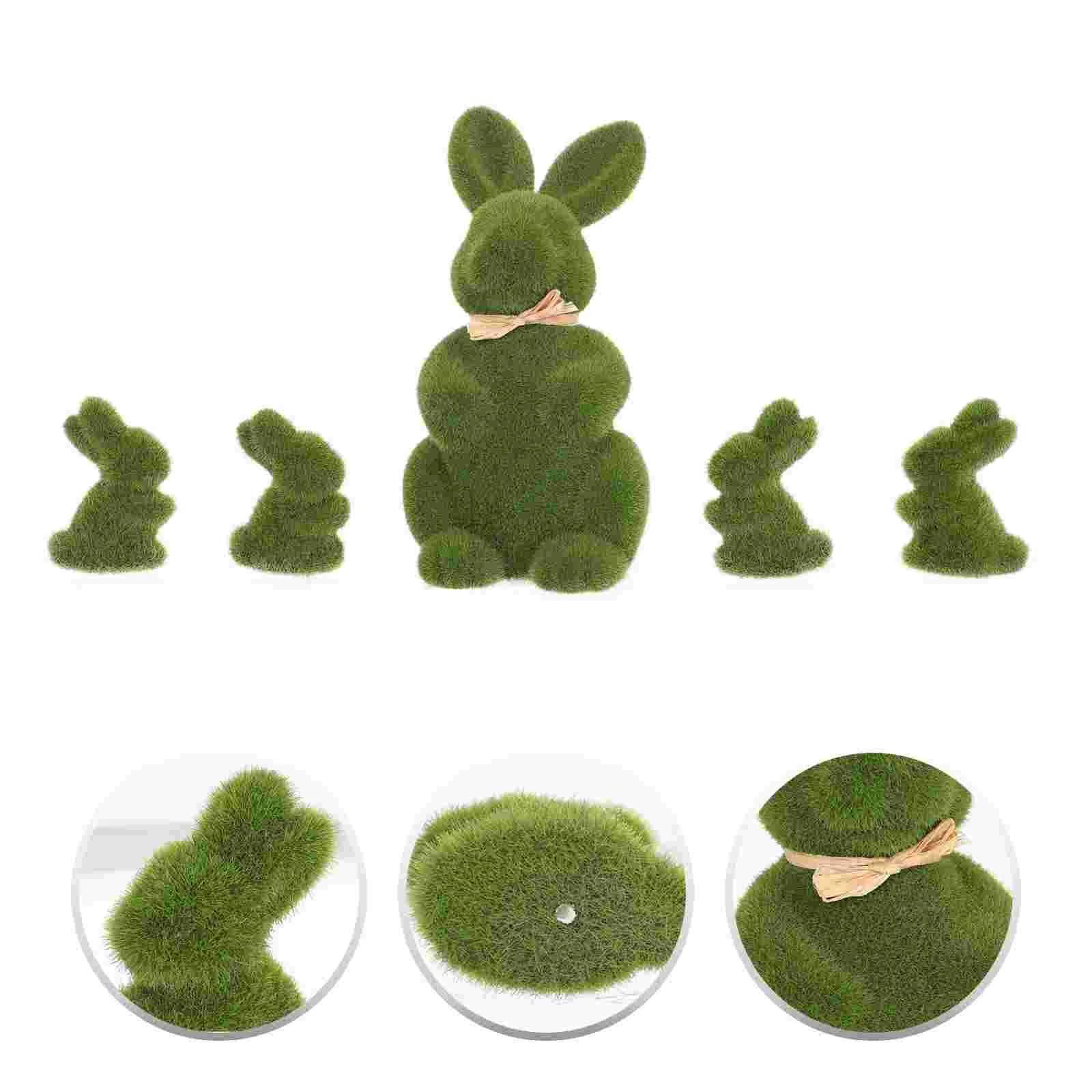 

5Pcs Showcase Rabbit Adornment Decorative Bunny Model Desktop Decor (Green)