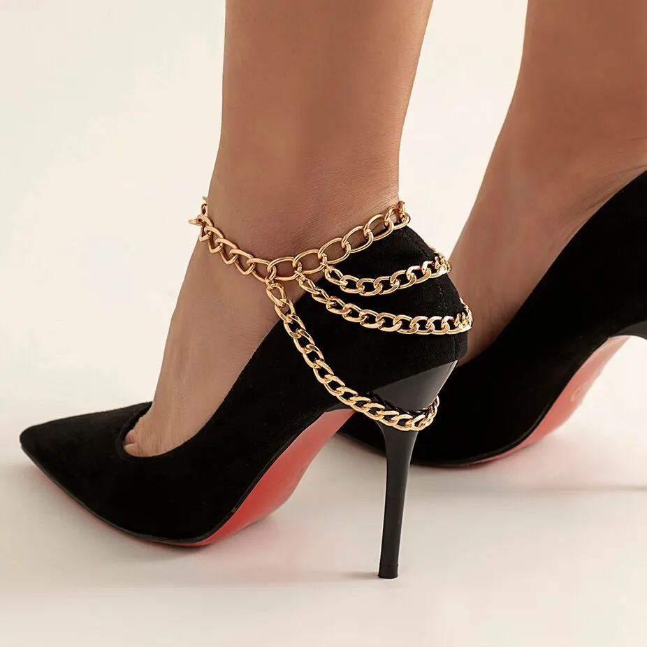 Fashionable titanium steel high-heeled shoes with practical sexy thick chains at the front and back ankle foot bracelet gold ank
Fashionable titanium steel high-heeled shoes with practical sexy thick chains at the front and back ankle foot bracelet gold ank