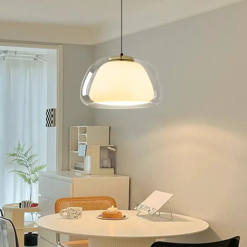 

European style LED Glass pendant light luminaire Suspension Bar Counter Restaurant Hanging Lights Nordic Creative Pendant Lamps