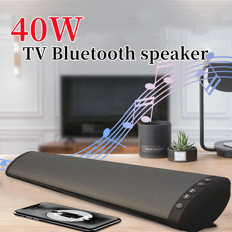

40W TV Soundbar Wireless Bluetooth Speaker Home Theater Music Center HiFi Surround Stereo Support Fiber Optic RCA FM Radio Box