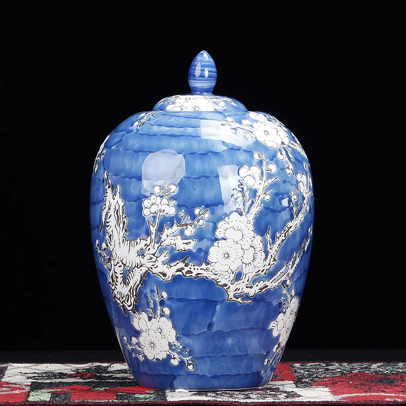 Hand Painted Navy Blue Ginger Jar Vase Chinese Japanese Cherry Tree Flower Blossom Sakura Ceramic Jar Vase Porcelain Decoration
Hand Painted Navy Blue Ginger Jar Vase Chinese Japanese Cherry Tree Flower Blossom Sakura Ceramic Jar Vase Porcelain Decoration