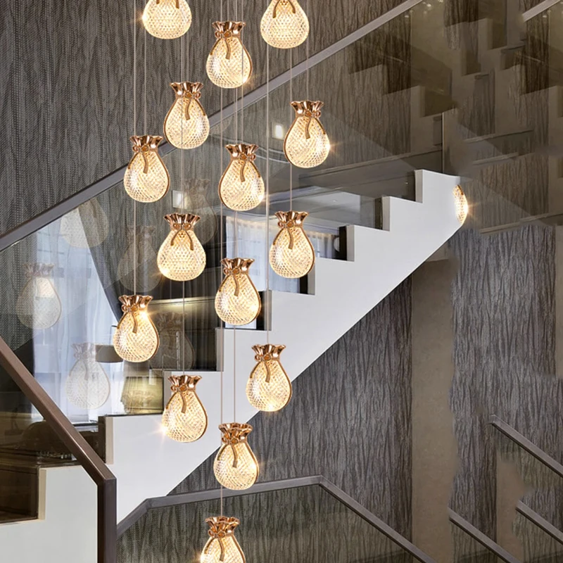 Duplex Building Staircase Long Pendant Lamp Nordic Creative Light Luxury Money Bag Modern Living Room Bedroom Pendant Lamp
Duplex Building Staircase Long Pendant Lamp Nordic Creative Light Luxury Money Bag Modern Living Room Bedroom Pendant Lamp