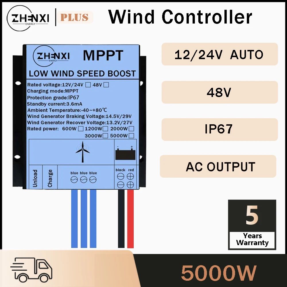 ZHENXI 5000W Wind Controller 3000W for Wind Turbine Generator 12V 24V 48V Charger Controller Lifepo4 Battery OFF Gird System
ZHENXI 5000W Wind Controller 3000W for Wind Turbine Generator 12V 24V 48V Charger Controller Lifepo4 Battery OFF Gird System