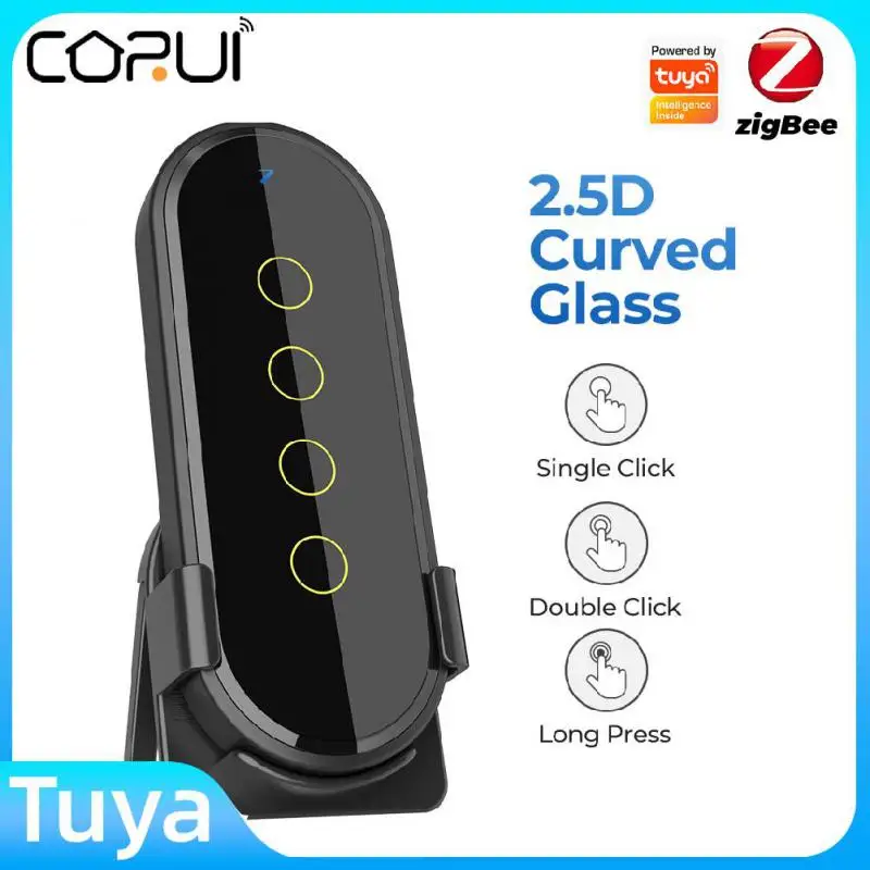 

CORUI Tuya ZigBee Smart Scene Remote Control 2.5D Tempered Glass Smart Scene Switch Touch Control Smartlife Remote Control