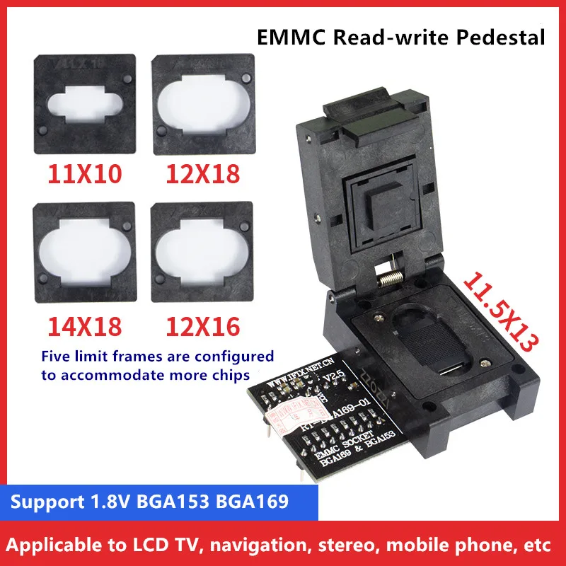EMMC Burning Block BGA169 BGA153 Read/Write Transfer Block RT-BGA169-01 RT809H Dedicated
EMMC Burning Block BGA169 BGA153 Read/Write Transfer Block RT-BGA169-01 RT809H Dedicated
