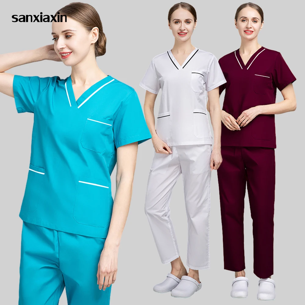 Women Short Sleeve V Neck Shirt With Pockets Pants Beauty Workwear Medical Scrub Tops Trousers Hospital Nurse Uniform Scrubs Set
Women Short Sleeve V Neck Shirt With Pockets Pants Beauty Workwear Medical Scrub Tops Trousers Hospital Nurse Uniform Scrubs Set