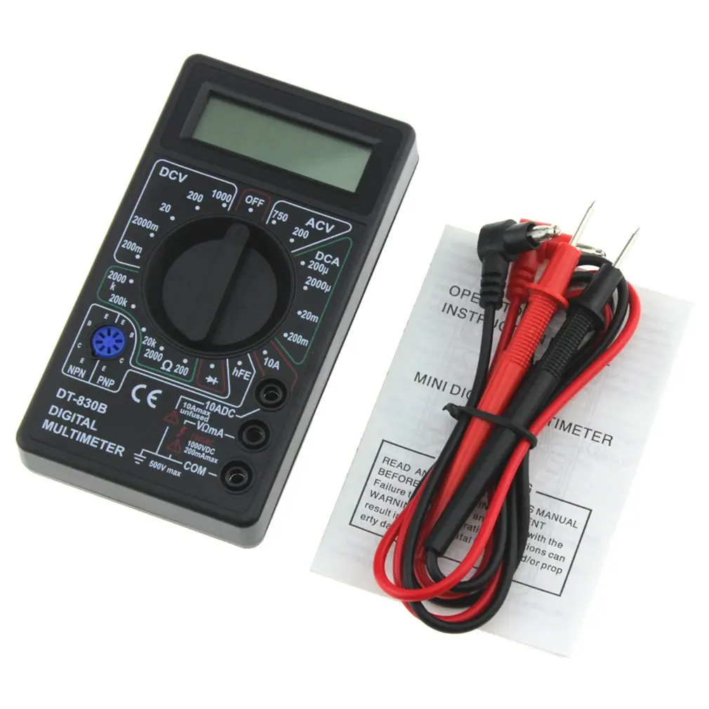 DT-830B Mini Pocket Digital Multimeter 1999 Counts AC/DC Volt Amp Ohm Diode hFE Tester Ammeter Voltmeter Ohmmeter
DT-830B Mini Pocket Digital Multimeter 1999 Counts AC/DC Volt Amp Ohm Diode hFE Tester Ammeter Voltmeter Ohmmeter