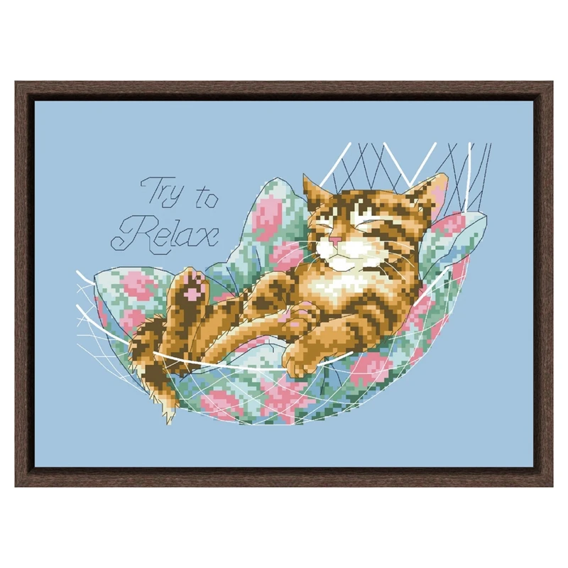 Try to Relax cross stitch package animal cat sleep 18ct 14ct 11ct skyblue canvas cotton thread embroidery handmade needlework
Try to Relax cross stitch package animal cat sleep 18ct 14ct 11ct skyblue canvas cotton thread embroidery handmade needlework