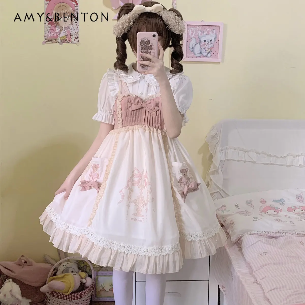 Daily Cute Girl Lolita Dress Women's Spring and Summer Japanese Style High Waist Lolita Dress Female Sleeveless Dress
Daily Cute Girl Lolita Dress Women's Spring and Summer Japanese Style High Waist Lolita Dress Female Sleeveless Dress