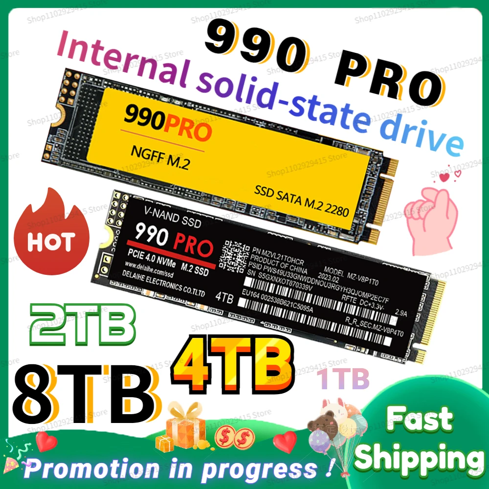 

2023 NVMe m2 SSD 8TB 990PRO NGFF 4TB M2 2280 M.2 SATA 512gb 1TB HDD 120g 240g 2TB HDD disco duro for Desktop Laptop ps5 ssd диск