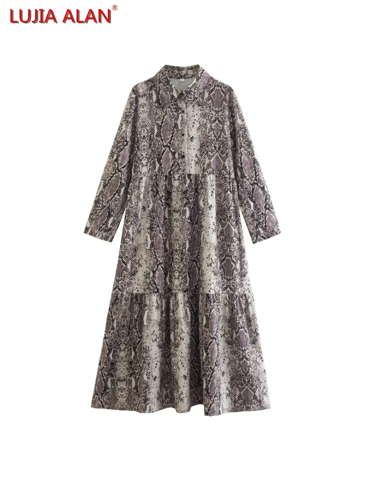 New Women's Vintage Animal Print Turndown Collar Nine Quarter Sleeve Casual Loose Long Dress LUJIA ALAN WD856
New Women's Vintage Animal Print Turndown Collar Nine Quarter Sleeve Casual Loose Long Dress LUJIA ALAN WD856