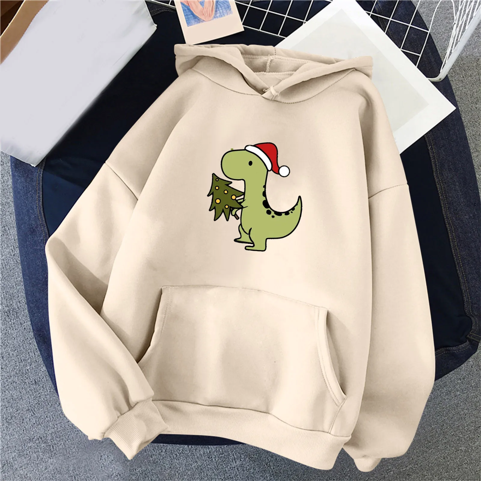 Women Autumn Winter Casual Cute Christmas Dinosaur Pocket Hoodie Ladies Plain Sweatshirt Cute Teenager Things
Women Autumn Winter Casual Cute Christmas Dinosaur Pocket Hoodie Ladies Plain Sweatshirt Cute Teenager Things