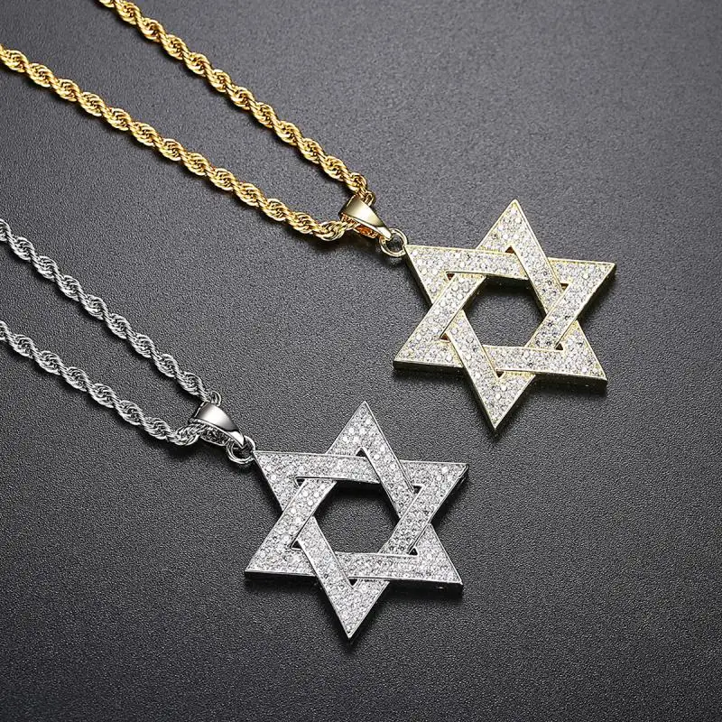 Hip Hop Men Gold Color Plated Jewelry Micro Pave Iced Out Cz Stone Star of David Pendant Hexagram Israel Judaism Necklaces
Hip Hop Men Gold Color Plated Jewelry Micro Pave Iced Out Cz Stone Star of David Pendant Hexagram Israel Judaism Necklaces