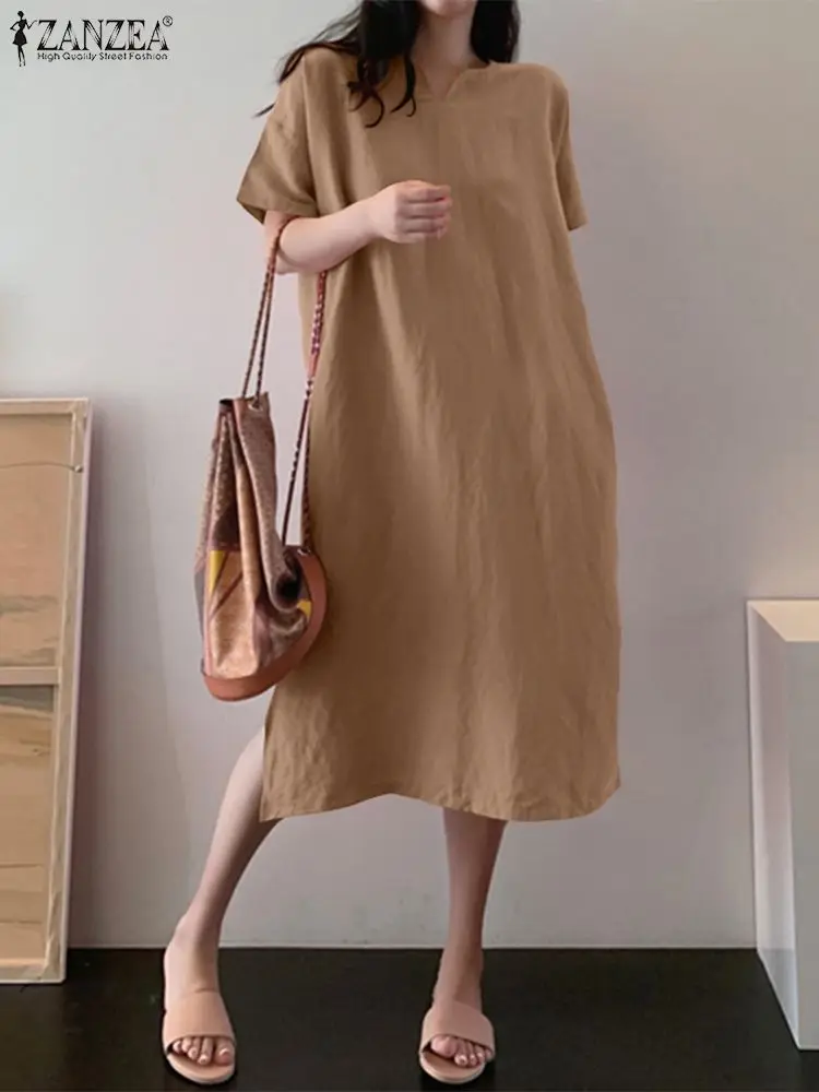 Vintage Solid Mid Dress Women Summer Sundress 2022 ZANZEA Casual Short Sleeve Long Vestidos Female V Neck Robe Femme Oversized
Vintage Solid Mid Dress Women Summer Sundress 2022 ZANZEA Casual Short Sleeve Long Vestidos Female V Neck Robe Femme Oversized