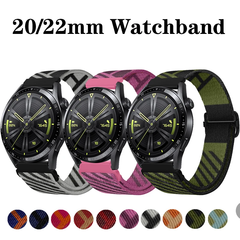 

20mm 22mm Band for Samsung Galaxy Watch 4/Classic/46mm/42mm/active 2 Gear s3/S2 Silicone Bracelet Huawei GT/2/GT2/3 Pro Strap