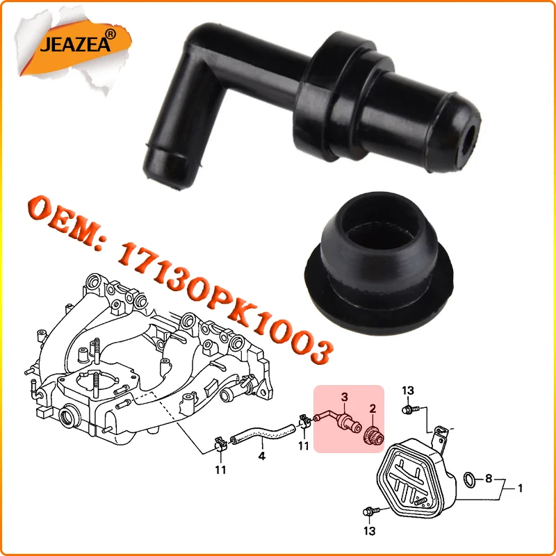 JEAZEA 17130PK1003 17130-PK1-003 Car Positive Crank Case Ventiliation PCV 90 Degree Valve For Honda Civic CR-V Accord Acura
JEAZEA 17130PK1003 17130-PK1-003 Car Positive Crank Case Ventiliation PCV 90 Degree Valve For Honda Civic CR-V Accord Acura