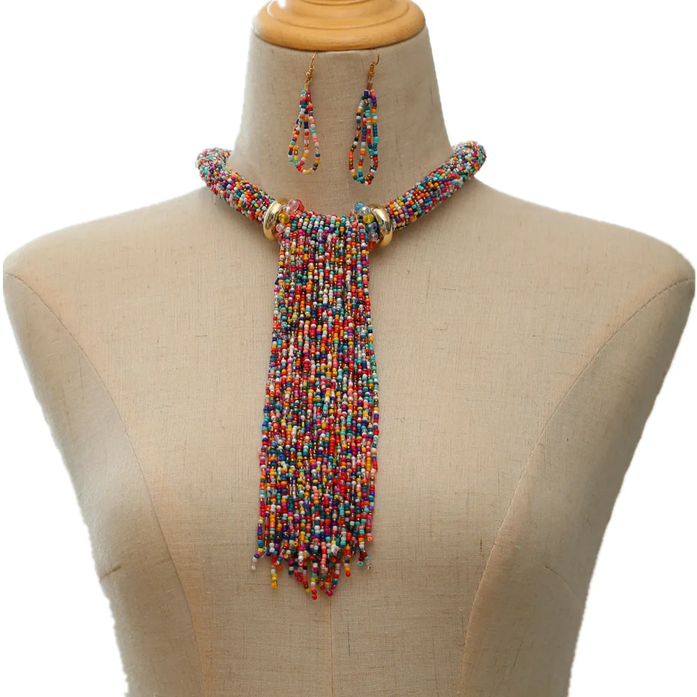 PersonalizedJewelry Seed Bead Necklace Set Nigerian Africa Women Boho Collar Beaded Tassel Wedding Jewelry Sets For Women
PersonalizedJewelry Seed Bead Necklace Set Nigerian Africa Women Boho Collar Beaded Tassel Wedding Jewelry Sets For Women