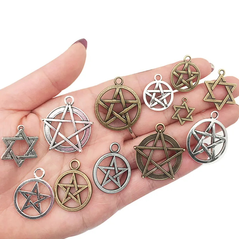 

2pcs Antique Silver Bronze Color David Star of David Charms Pendant Fit DIY Handmade Metal Alloy Jewelry Making Wholesale