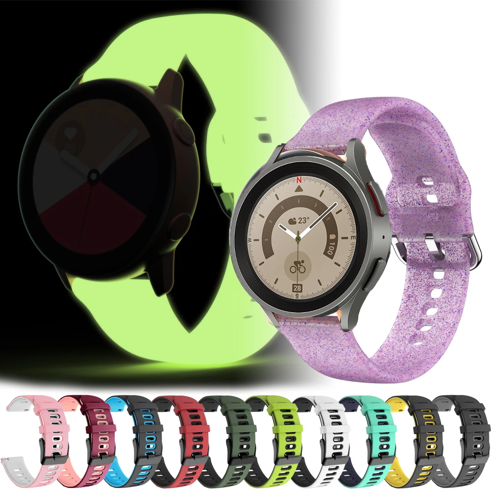Силиконовый флуоресцентный ремешок для часов Samsung Galaxy watch 7 6 5 4 44 мм 40