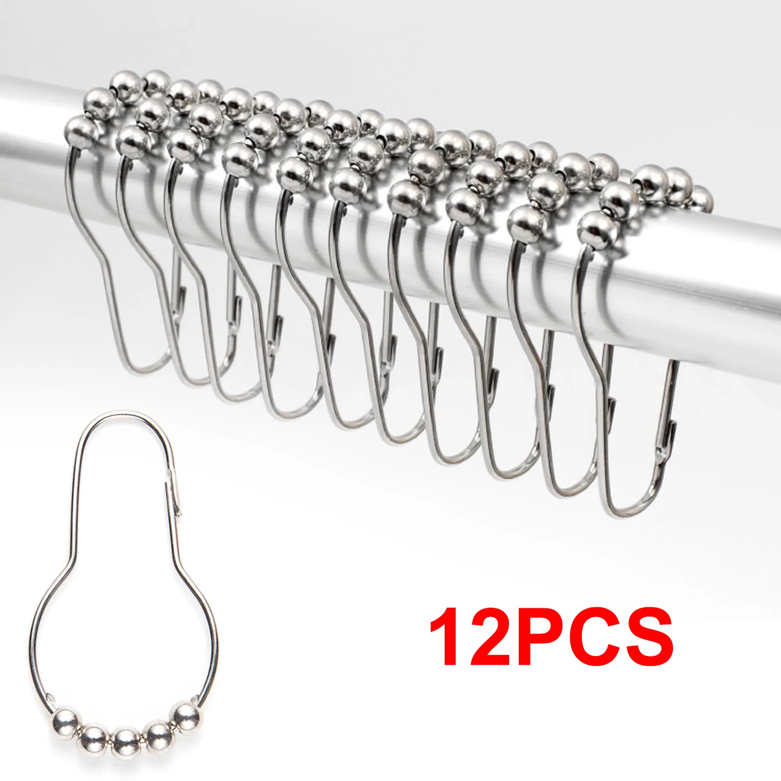 12pcs/set Stainless Steel Curtain Hooks Bath Curtain Rollerball Shower Curtain Rings Hooks 5 Rollers Polished Satin Nickel Ball
12pcs/set Stainless Steel Curtain Hooks Bath Curtain Rollerball Shower Curtain Rings Hooks 5 Rollers Polished Satin Nickel Ball