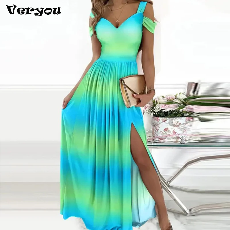 Elegant Women Summer Cold Shoulder Ruched High Slit Party Long Dress Femme Gradient Sexy V-Neck Maxi Evening Slim Lady Outfits
Elegant Women Summer Cold Shoulder Ruched High Slit Party Long Dress Femme Gradient Sexy V-Neck Maxi Evening Slim Lady Outfits