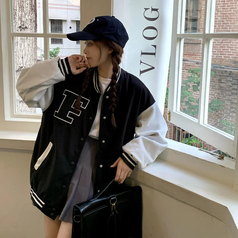 Plus Size Autumn Cotton Color Contrast Baseball Casual Loose Students Women's Letter Jackets Korean Hip Hop Outerwear
Plus Size Autumn Cotton Color Contrast Baseball Casual Loose Students Women's Letter Jackets Korean Hip Hop Outerwear