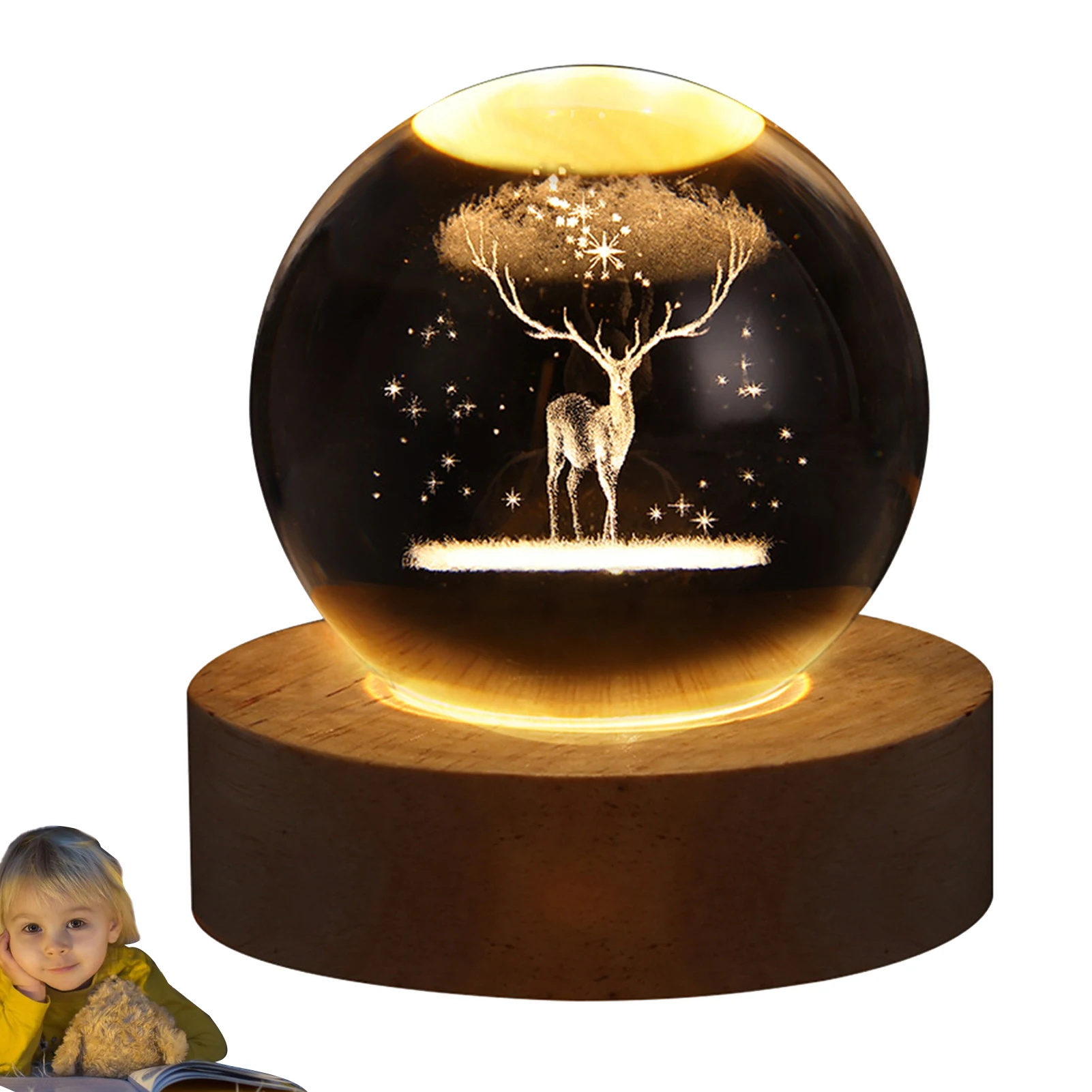 3D Crystal Ball Night Light LED Ball Light With Wooden Base Decorative Ball Lamp For House Patio Restaurant Cafe Bar Hotel Kids
3D Crystal Ball Night Light LED Ball Light With Wooden Base Decorative Ball Lamp For House Patio Restaurant Cafe Bar Hotel Kids