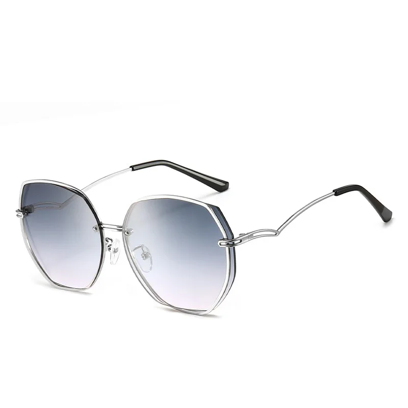 

2023 Luxury Brand Frameless Sunglasses Metal Frame Vintage Polygonal Spring Summer Sunglasses Women's UV400