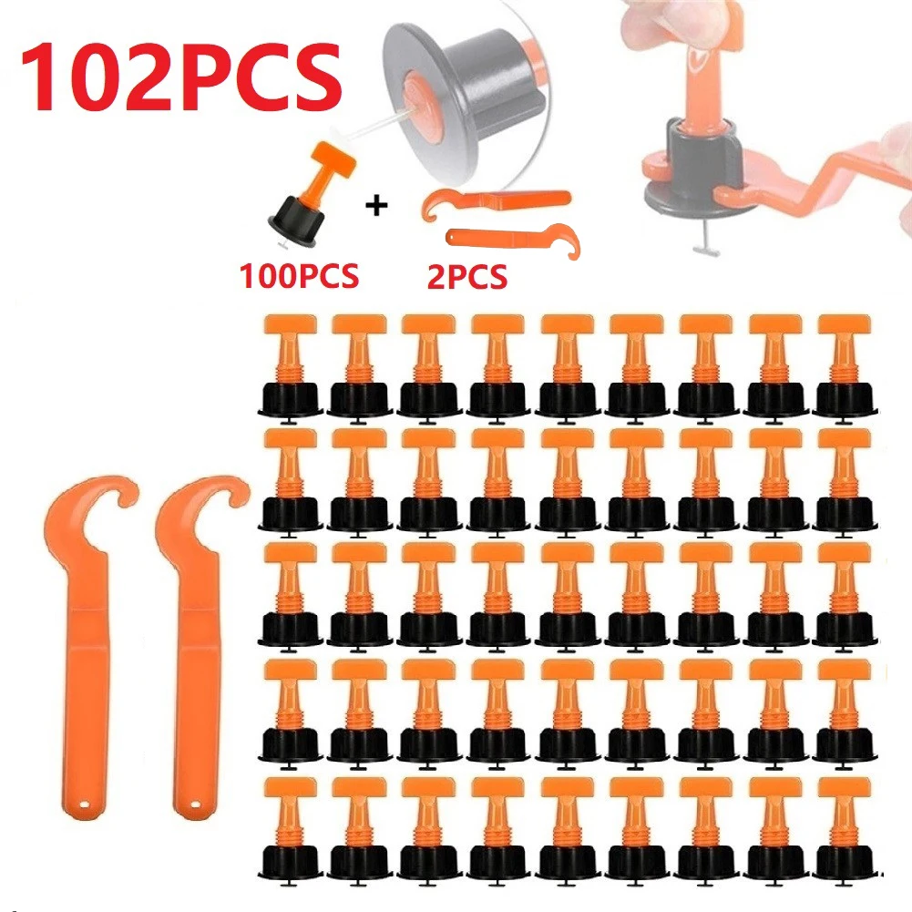 102* Reusable Tile Leveling System Wall Floor Tile Leveler Spacers With Wrench For Floor Or Wall Setting, Ensuring Flatness
102* Reusable Tile Leveling System Wall Floor Tile Leveler Spacers With Wrench For Floor Or Wall Setting, Ensuring Flatness