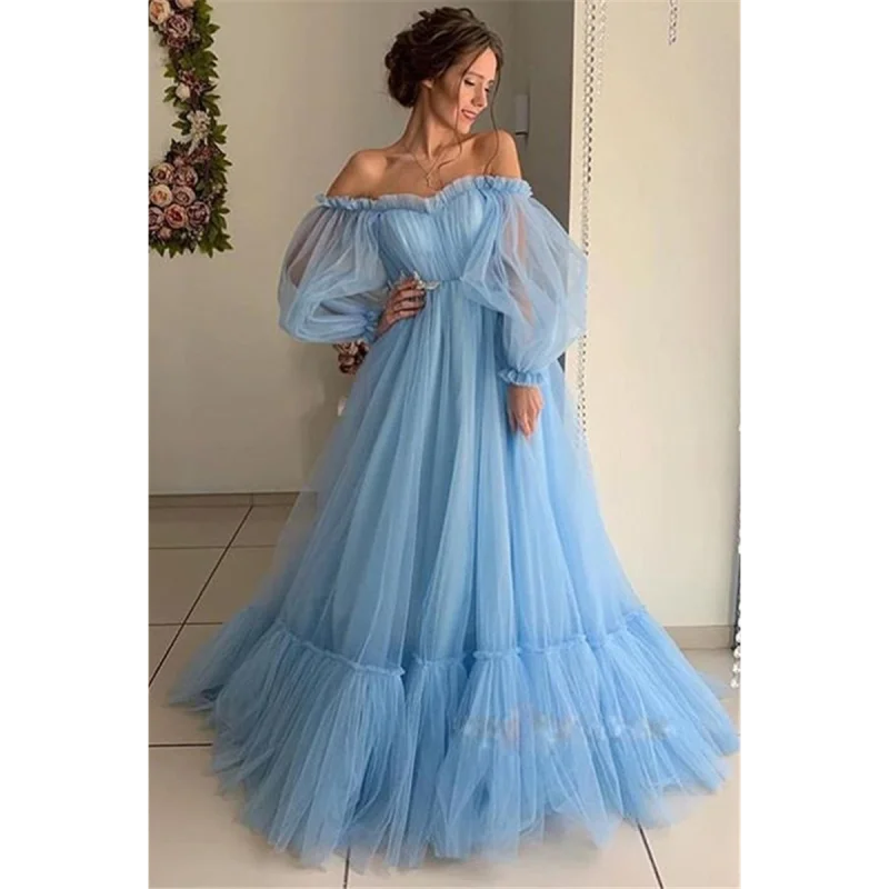 Elegant Off-Shoulder Ball Gown Women Pink Slash-Neck Comfort Mesh Formal Dress Bridesmaid Clothing Blue Floor-Length Party Robes
Elegant Off-Shoulder Ball Gown Women Pink Slash-Neck Comfort Mesh Formal Dress Bridesmaid Clothing Blue Floor-Length Party Robes