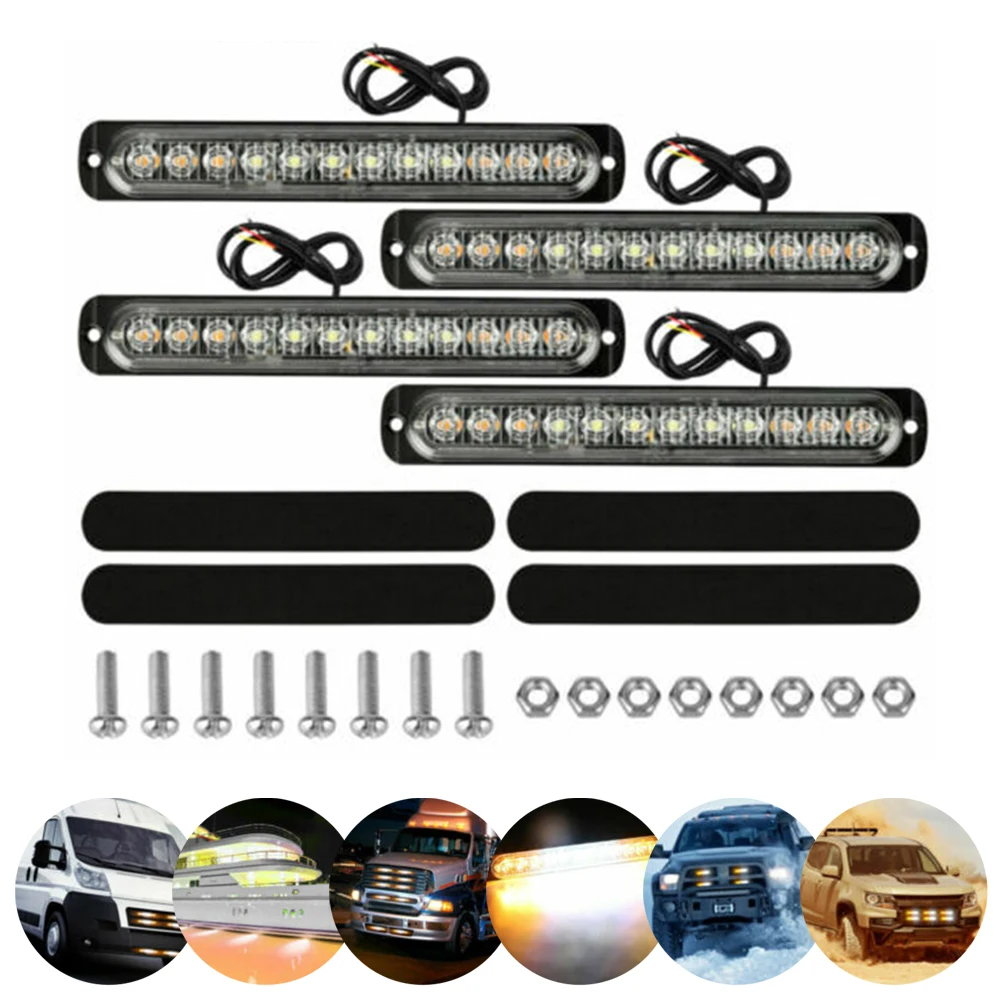 Dustproof Shockproof Splash-proof Lights Strobe Lights 4x LED Amber White Car Strobe Lights Truck Emergency Beacon
Dustproof Shockproof Splash-proof Lights Strobe Lights 4x LED Amber White Car Strobe Lights Truck Emergency Beacon