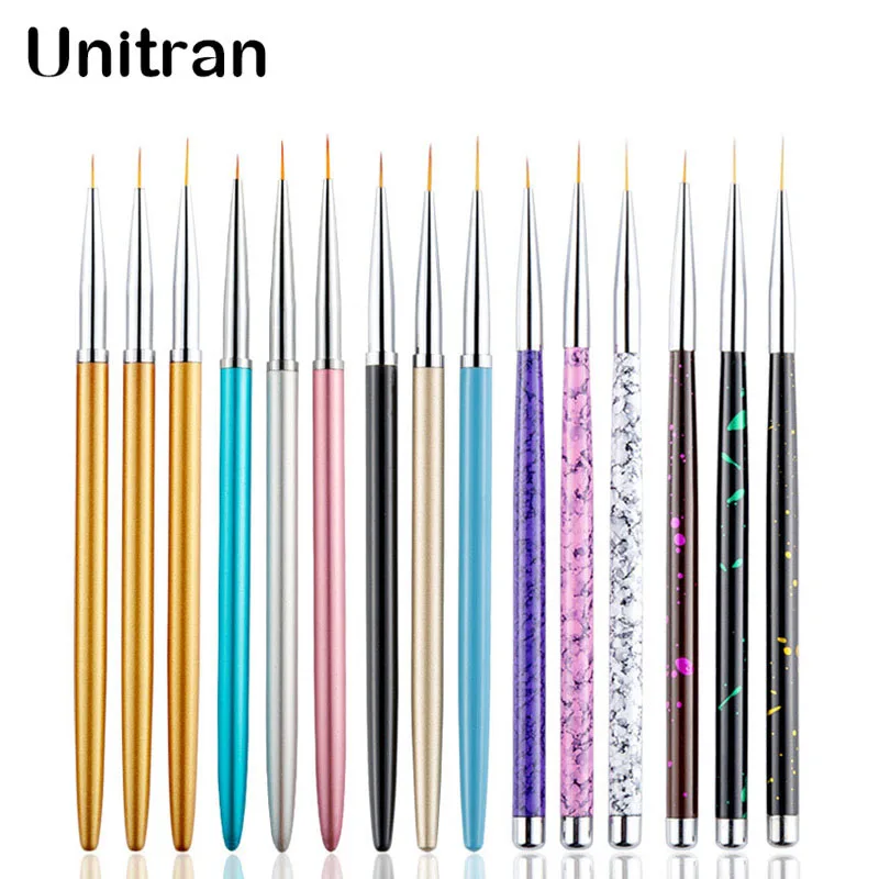 Unitran 3PCS Nail Art Liner Brushes UV Gel Painting Acrylic Nail Design Nylon Painting Drawing Pens (7/9/11mm)
Unitran 3PCS Nail Art Liner Brushes UV Gel Painting Acrylic Nail Design Nylon Painting Drawing Pens (7/9/11mm)
