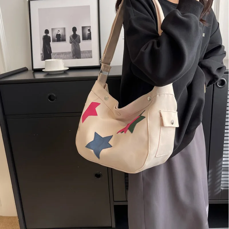 Fashion Street Shoulder Ladies Bag Vintage Star Printed Drawstring Handbag For Women Large Capacity Canvas Tote Bag Y2k Bags
Fashion Street Shoulder Ladies Bag Vintage Star Printed Drawstring Handbag For Women Large Capacity Canvas Tote Bag Y2k Bags