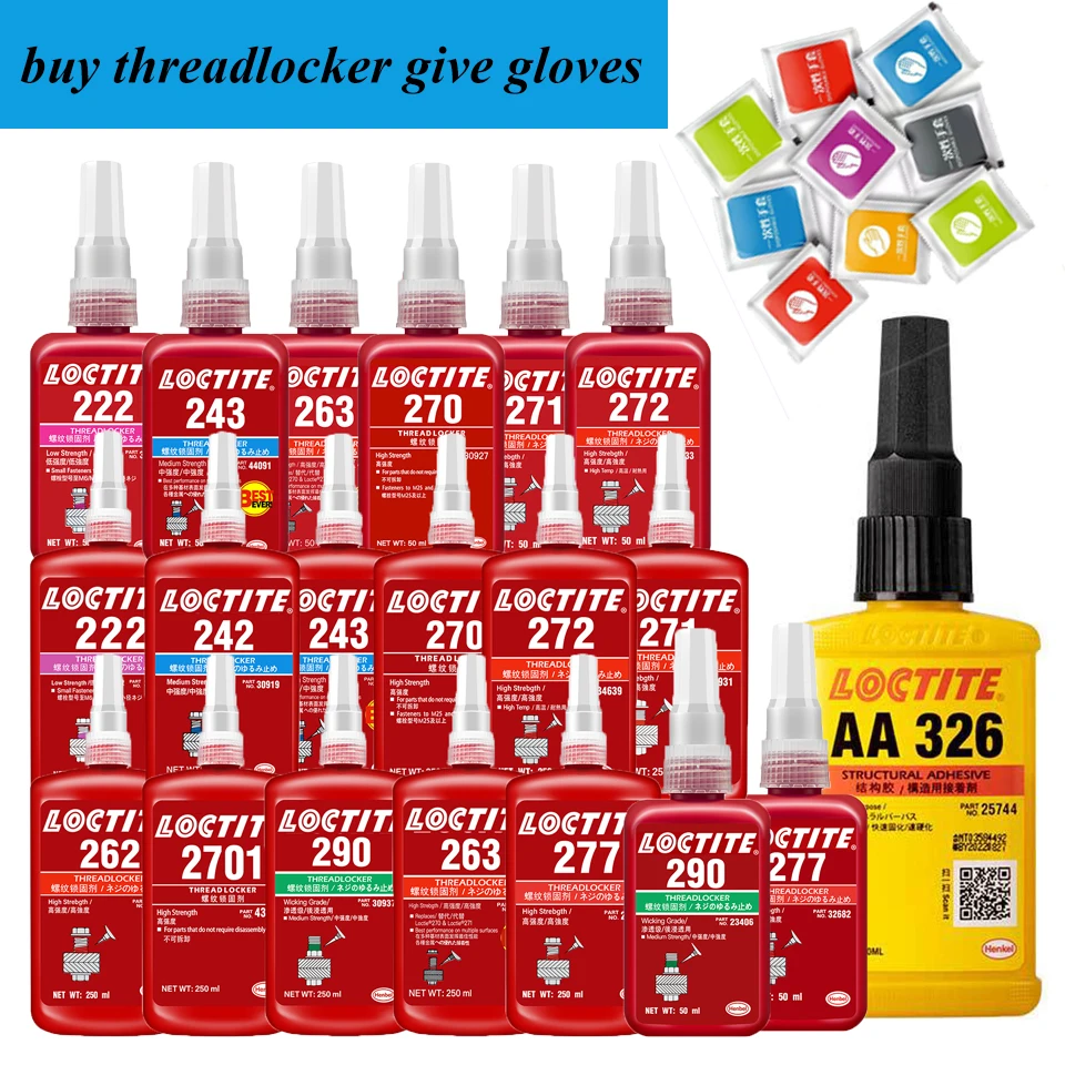 2pcs loctite 272 threadlocker glue caulking blue medium intensity Metal Sealing 222 241 242 262 263 270 2701 277 290 screw - купить по