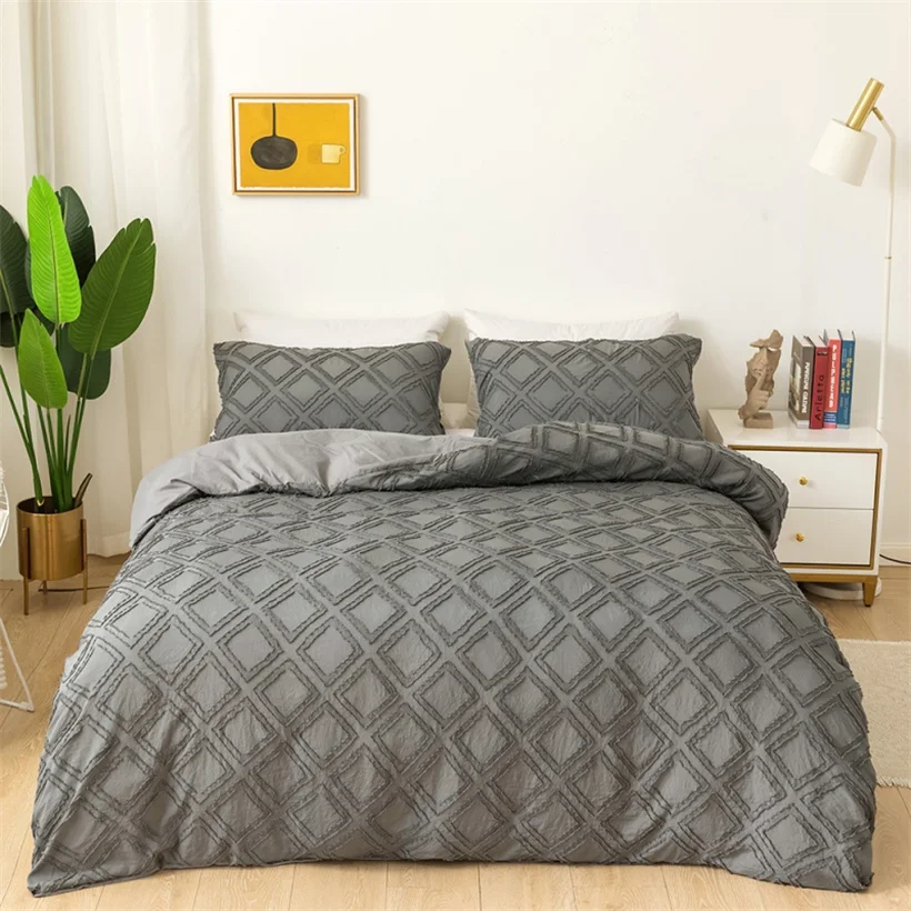 

Nordic Plaid Bedding Set 220x240 Duvet Cover Set Chic Quilt Cover Pillowcase Bed Sheets Linens 3D Wave Bedclothes Home Textiles