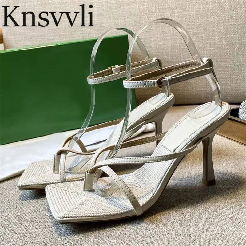 

Summer High Heel Gladiator Sandals Women Flip Flop Ankle Strap Runway Shoes Woman Braided Stiletto Sandals Women Sandalias