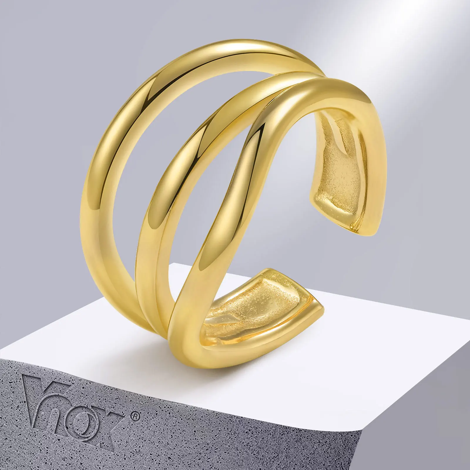 Vnox 14mm Waved Lines Ring for Women, Gold Color Metal Finger Band, Minimalist Stainless Steel Cool Girls Ring
Vnox 14mm Waved Lines Ring for Women, Gold Color Metal Finger Band, Minimalist Stainless Steel Cool Girls Ring