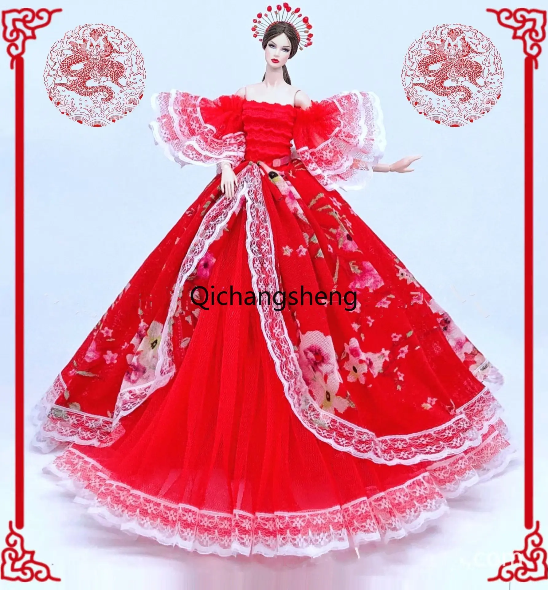 11.5" Doll Clothes Red Floral Puff Sleeve Wedding Dress For Barbie Clothes Princess Clothing Outfits Gown 1/6 Dolls Accessories
11.5" Doll Clothes Red Floral Puff Sleeve Wedding Dress For Barbie Clothes Princess Clothing Outfits Gown 1/6 Dolls Accessories