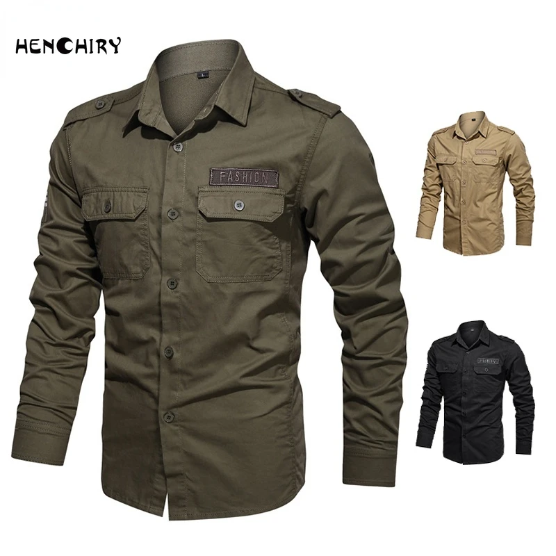 HENCHIRY New 2022 Spring Autumn High-quality Shirt Men's Long-sleeved Cotton Army Green Shirt
HENCHIRY New 2022 Spring Autumn High-quality Shirt Men's Long-sleeved Cotton Army Green Shirt