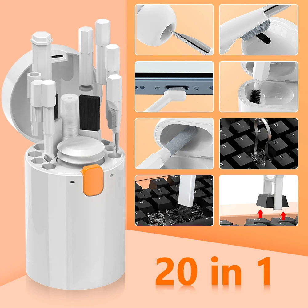 20-in-1 Keyboard Cleaning Kit Dustproof Multifunctional Phone Cleaning Tools Labor-saving Accessories for Earbuds Camera Monitor
20-in-1 Keyboard Cleaning Kit Dustproof Multifunctional Phone Cleaning Tools Labor-saving Accessories for Earbuds Camera Monitor