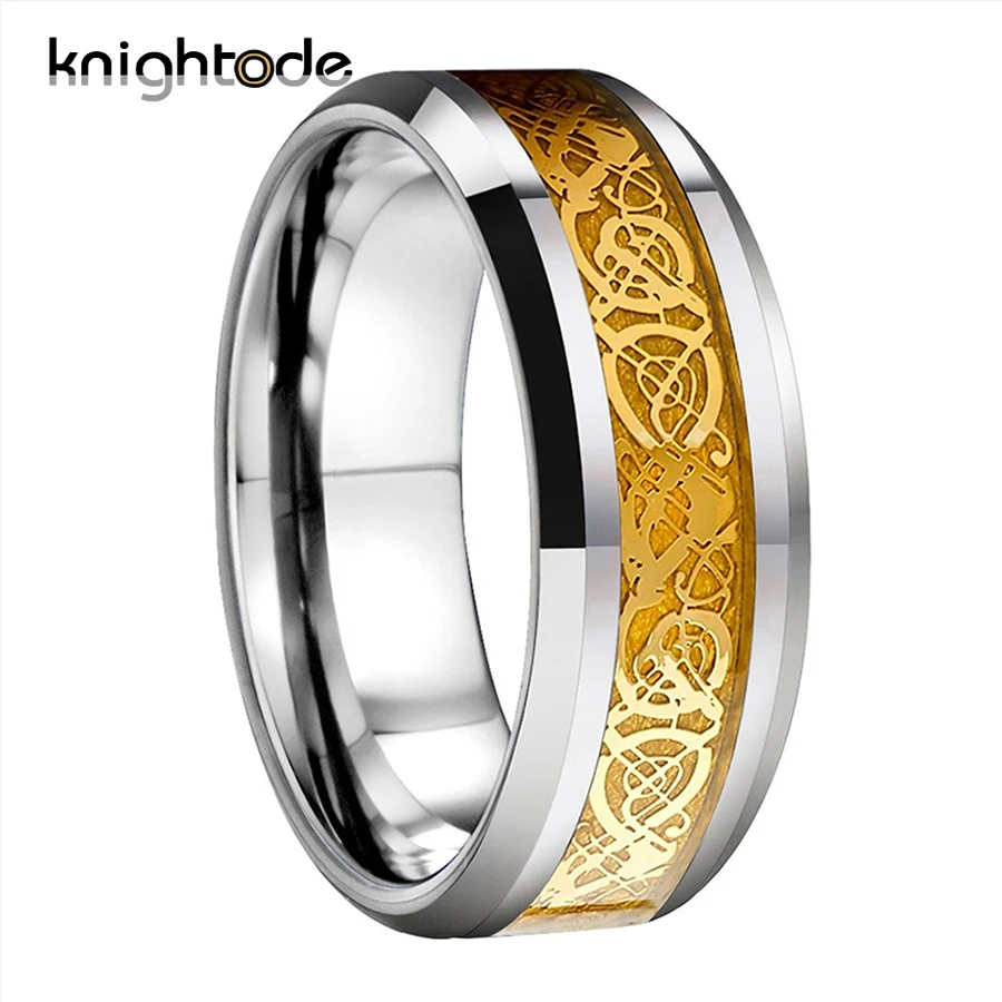 8mm 2 Colors Tungsten Carbide Wedding Rings Gold Dragon Carbon Fiber Inlay For Men Women Fashion Jewelry Based Beveled Polished
8mm 2 Colors Tungsten Carbide Wedding Rings Gold Dragon Carbon Fiber Inlay For Men Women Fashion Jewelry Based Beveled Polished