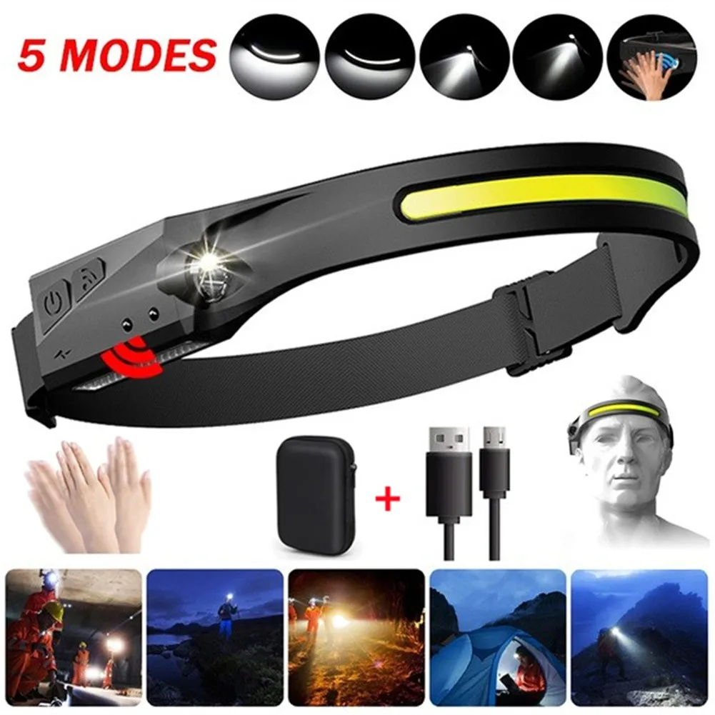 5 Lighting Modes COB LED Headlamp Sensor Headlight Torch Flashlight Work Light Head Band Lamp USB Rechargeable Emergency Light
5 Lighting Modes COB LED Headlamp Sensor Headlight Torch Flashlight Work Light Head Band Lamp USB Rechargeable Emergency Light