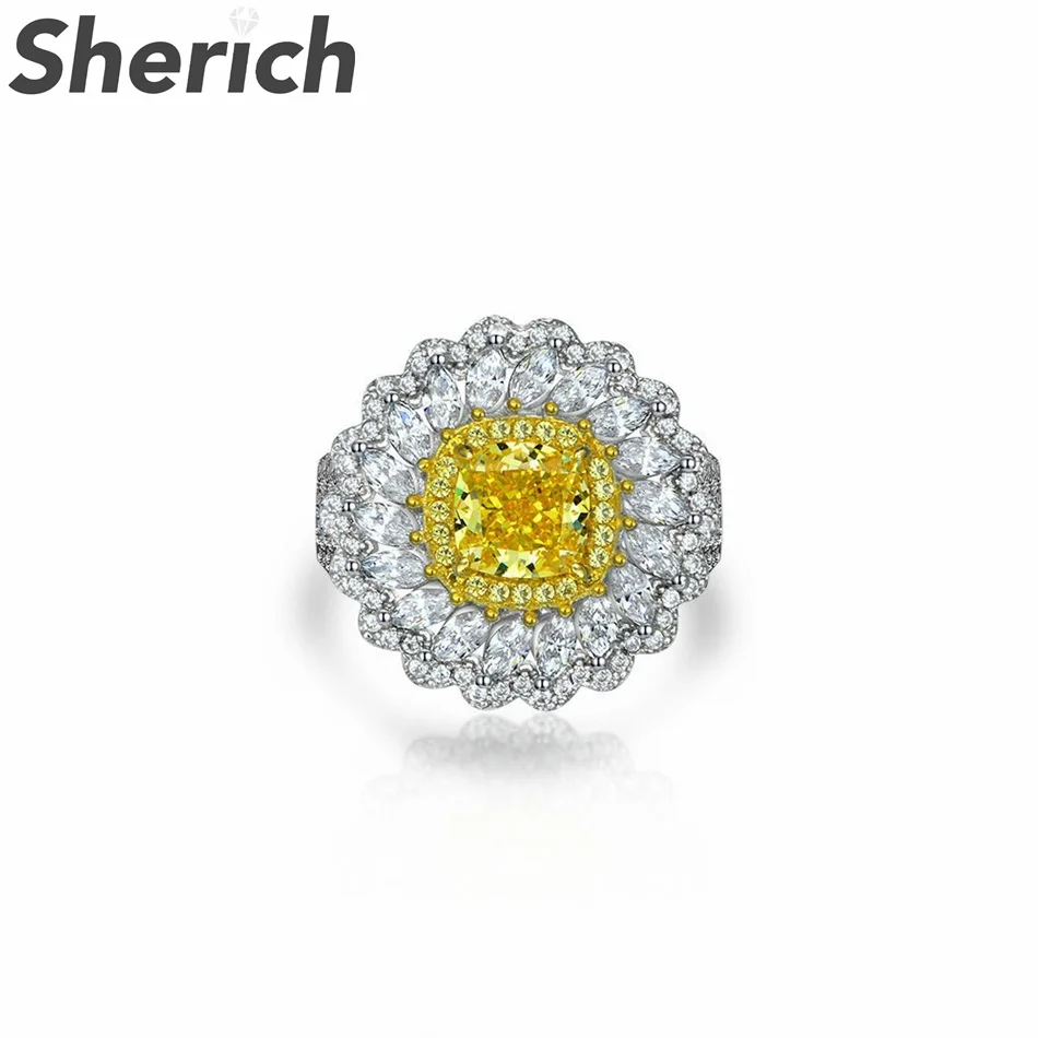 Sherich Daisy Ice Flower Cut Yellow Round High Carbon Diamond 925 Sterling Silver Floral Sparkle Ring Women's Brand Fine Jewelry
Sherich Daisy Ice Flower Cut Yellow Round High Carbon Diamond 925 Sterling Silver Floral Sparkle Ring Women's Brand Fine Jewelry