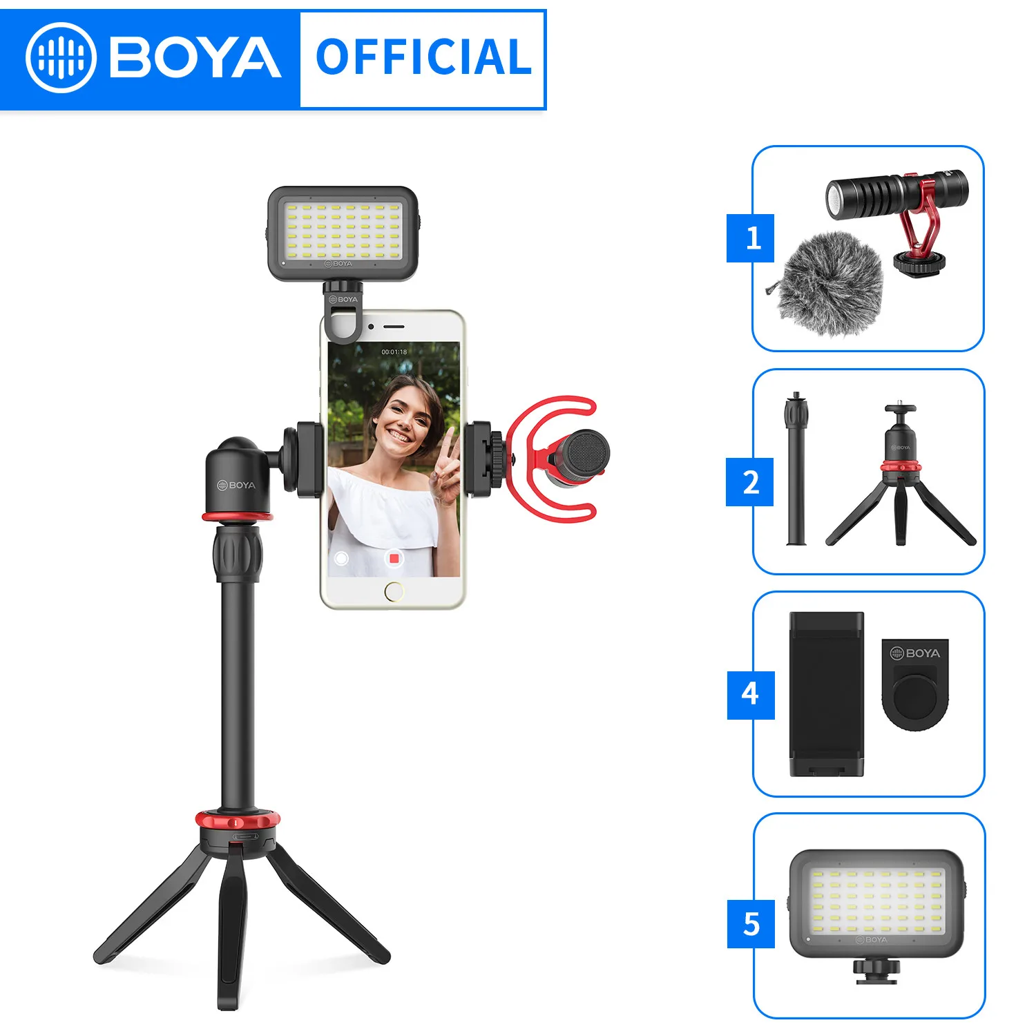 BOYA BY-VG350 Microphone Video Kit LED Light Tripod Phone Clip for Smartphone DSLR Camera Vlog Live Studio Video Accessories
BOYA BY-VG350 Microphone Video Kit LED Light Tripod Phone Clip for Smartphone DSLR Camera Vlog Live Studio Video Accessories