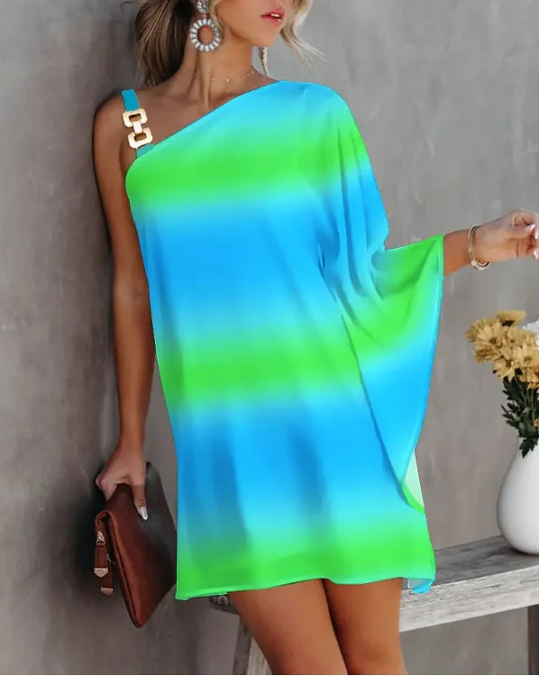 Casual Women's Dresses Ombre Chain Strap Asymmetrical Neck Loose Dress Women Summer 2022 Fashion Sexy One Shoulder Mini Dress
Casual Women's Dresses Ombre Chain Strap Asymmetrical Neck Loose Dress Women Summer 2022 Fashion Sexy One Shoulder Mini Dress