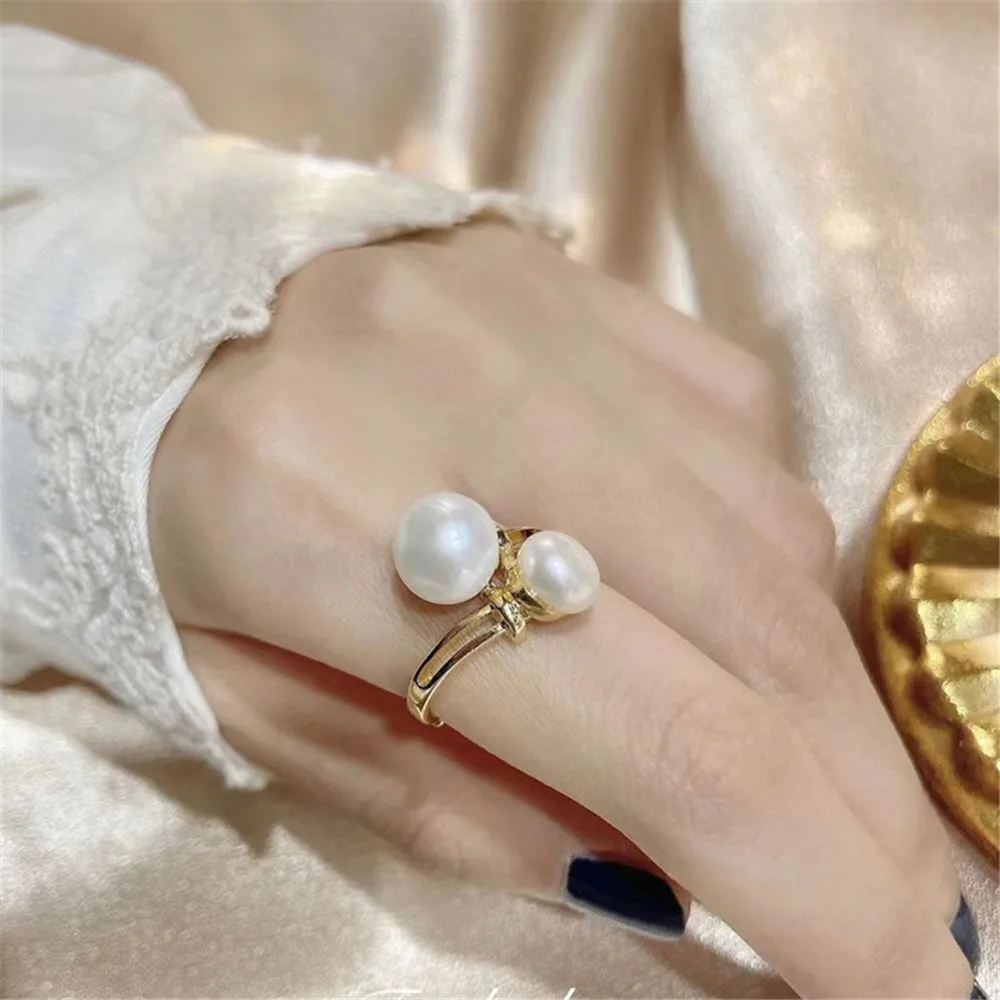 DIY Pearl Accessories S925 Sterling Silver Ring Empty Holder Fashion Gold Silver Jewelry Holder with 7-9mm Beads
DIY Pearl Accessories S925 Sterling Silver Ring Empty Holder Fashion Gold Silver Jewelry Holder with 7-9mm Beads