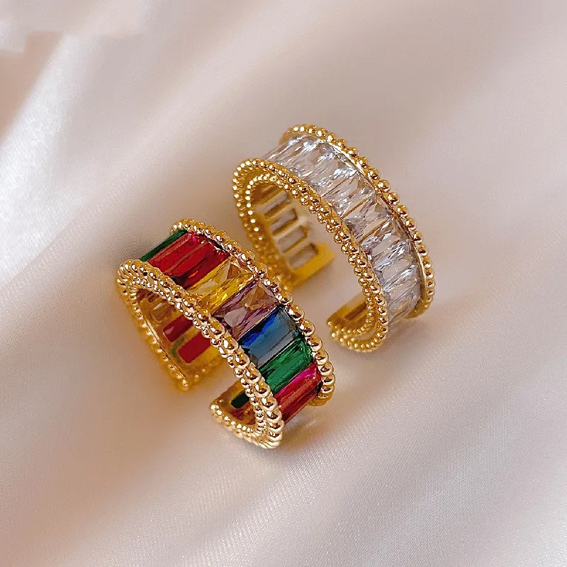 Korea New Design Fashion Jewelry Luxury Colorful Square Zircon Rings Elegant Women Shiny Opening Party Accessories
Korea New Design Fashion Jewelry Luxury Colorful Square Zircon Rings Elegant Women Shiny Opening Party Accessories