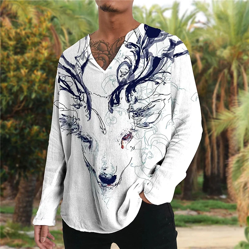 Animal 3D Printed Men's Shirt Fall Men's T-shirt Long sleeve V-neck Men's Casual travel Home Dance Shirt S-3XL
Animal 3D Printed Men's Shirt Fall Men's T-shirt Long sleeve V-neck Men's Casual travel Home Dance Shirt S-3XL